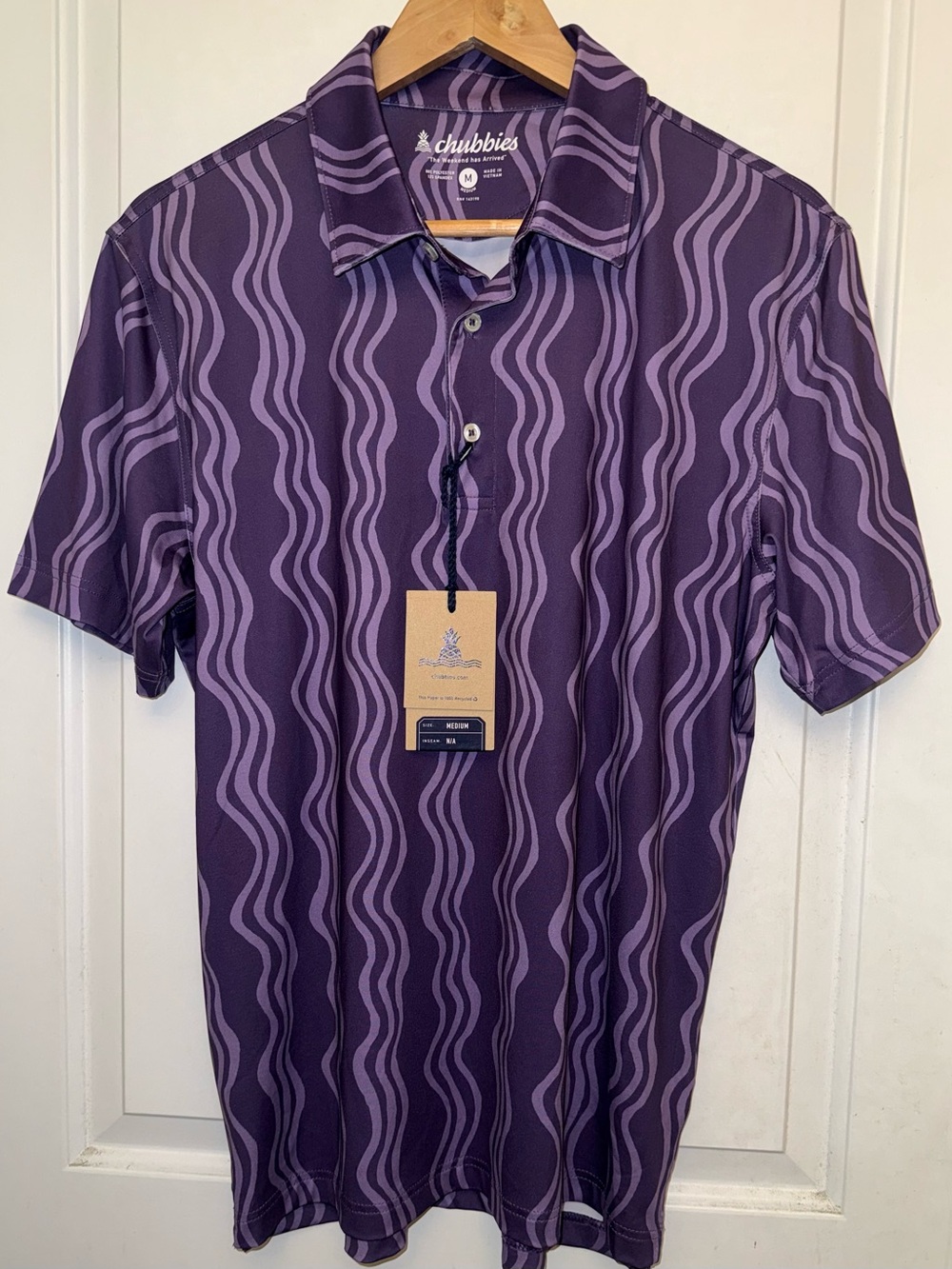 NWT Chubbies "The Wavy Daze" Performance Polo in Purple
